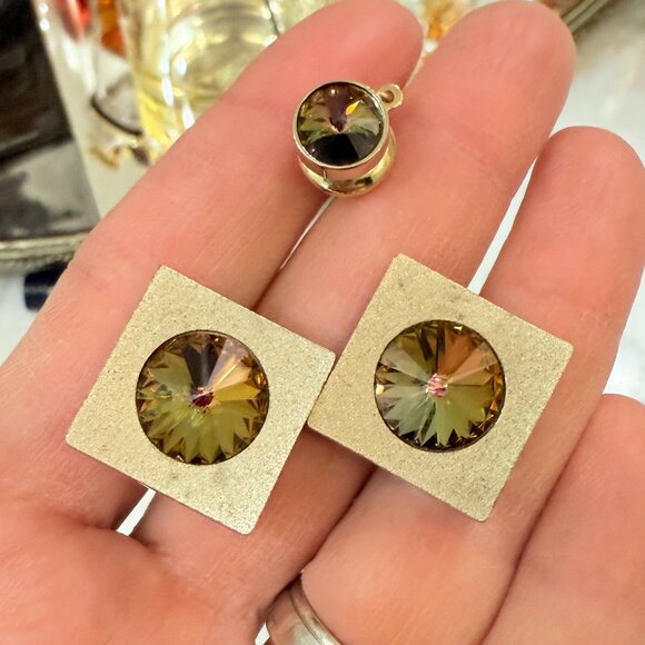 Vintage Other - VTG Dante Multi color Gold Rivoli Cuff Links & Tie Tack